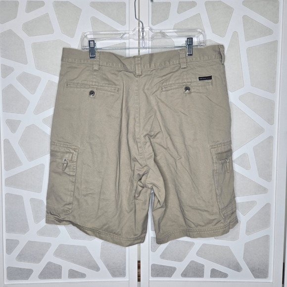 Perry Ellis Khaki Zipper Cargo Shorts Size 38 Outdoors Gorpcore Normcore Utility - Picture 4 of 5